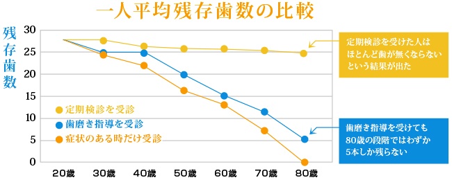 一人平均残存歯数の比較